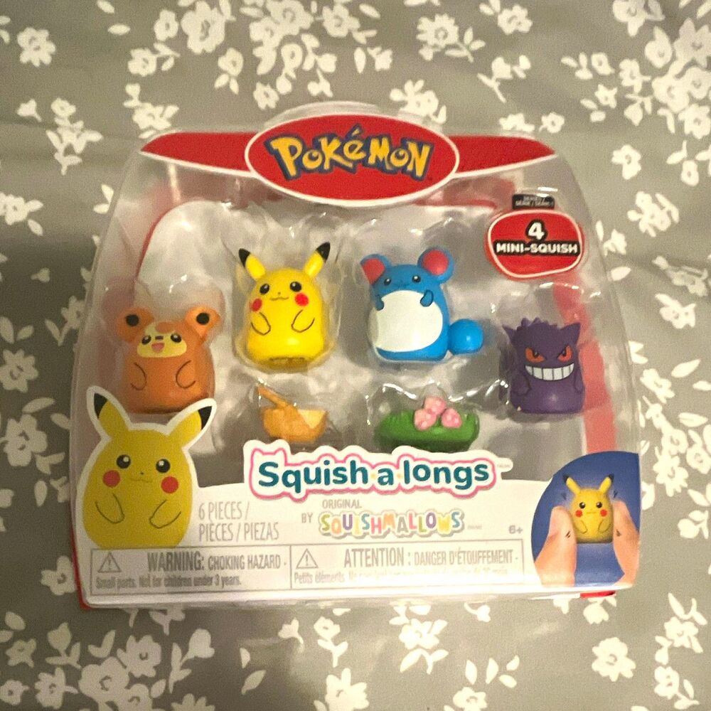 Jazwares Pokémon Squish-a-longs Mini-Squish 4-Pack Pikachu Gengar Marill
